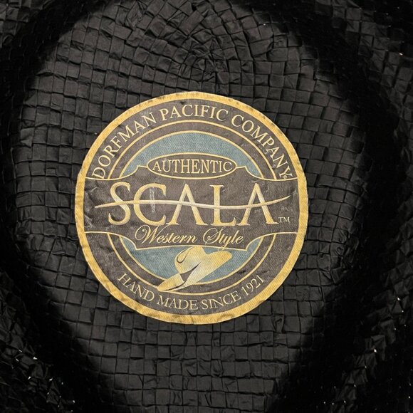 Scala Black Toyo Straw Cowboy Hat S/M Rainbow Band Western Style Rodeo Festival - Picture 9 of 12